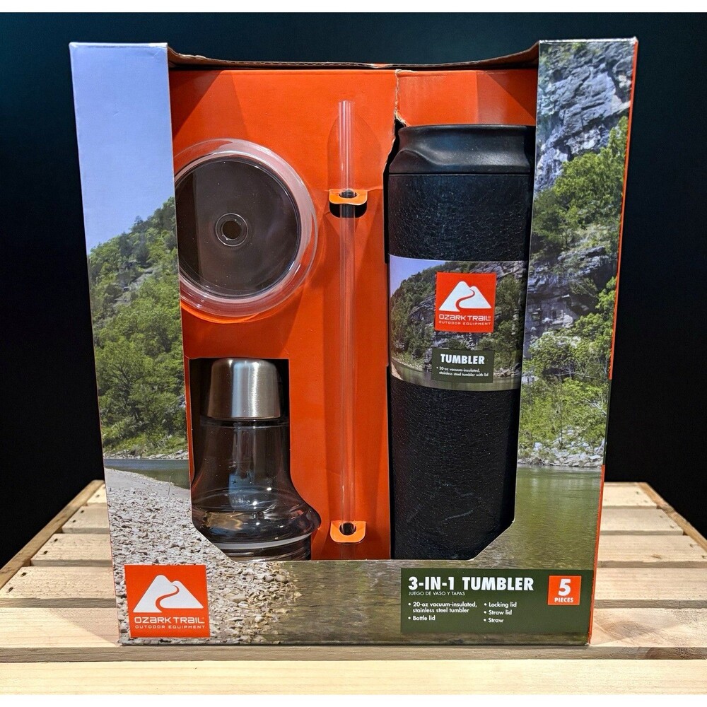 Ozark Trail 3-in-1 Tumbler Set 20 oz Stainless Steel Vacuum Insulated 5 Piece